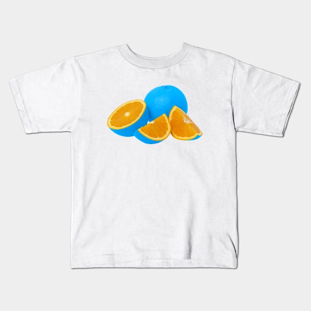 Vibrant Blue Oranges Kids T-Shirt by dan89